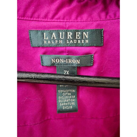 Lauren Ralph Lauren Magenta Collared Button Down Long Sleeve Dress shirt 2x - Picture 2 of 9